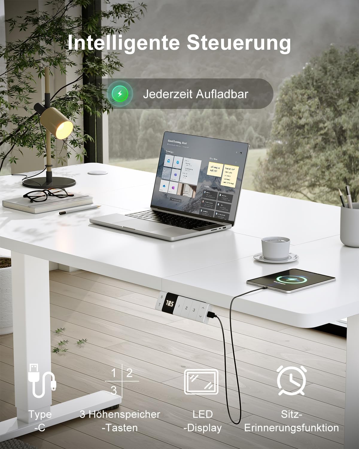 Devoko Electric Standing Desk control panel with USB-C port