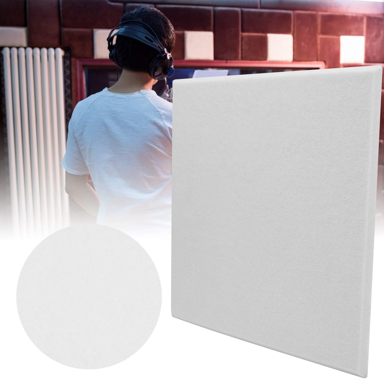 Pannello Acustico in Fibra di Poliestere Ad Assorbimento Acustico da 6 Pezzi, Protezione Fonoassorbente a Banda Larga, Pannello Acustico per Studio di Protezione (Bianco)