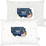 KeaBabies 2-Pack Toddler Pillow 13x18 - Soft Organic Cotton Kids Travel Bed Pillows for Sleeping, School, Nap, Machine Washable, Toddlers 2 to 5, Pillowcase Sold Separately (Wild Horns)