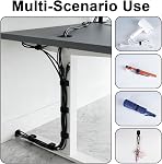 Under Desk Cable Management, Self-Adhesive Hook and Loop Straps, Adjustable Reusable Wire Organizer for Home Office Essentials (20 Pairs)