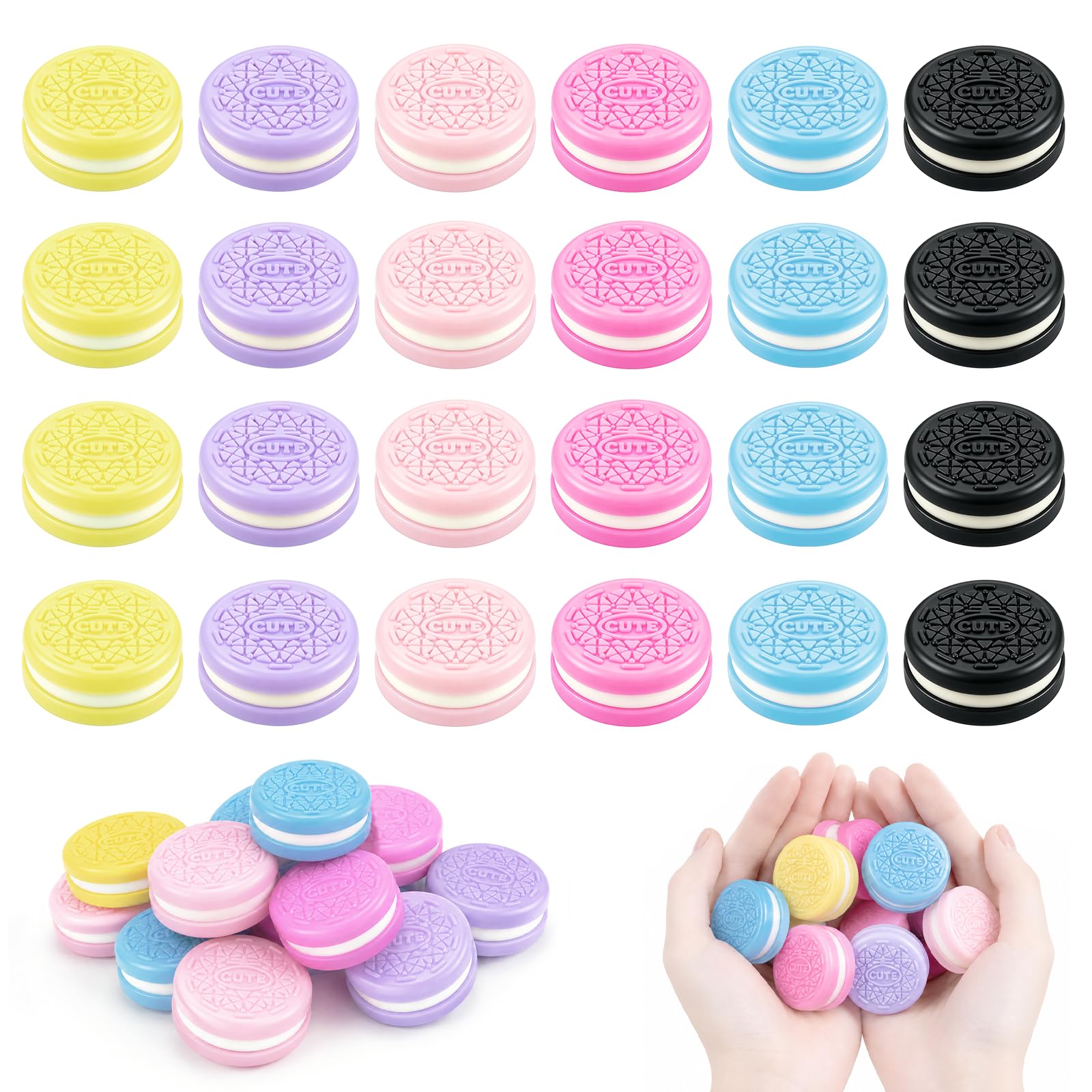 30 Pack Taba Squishy, Handmade Soft Cookie Squishy Silicone Stress Relief Toy, Cookie Squishy Toy Ultra-Soft Mochi Fidget for Stress and Anxiety Relief for Classroom, Birthday and Gifts