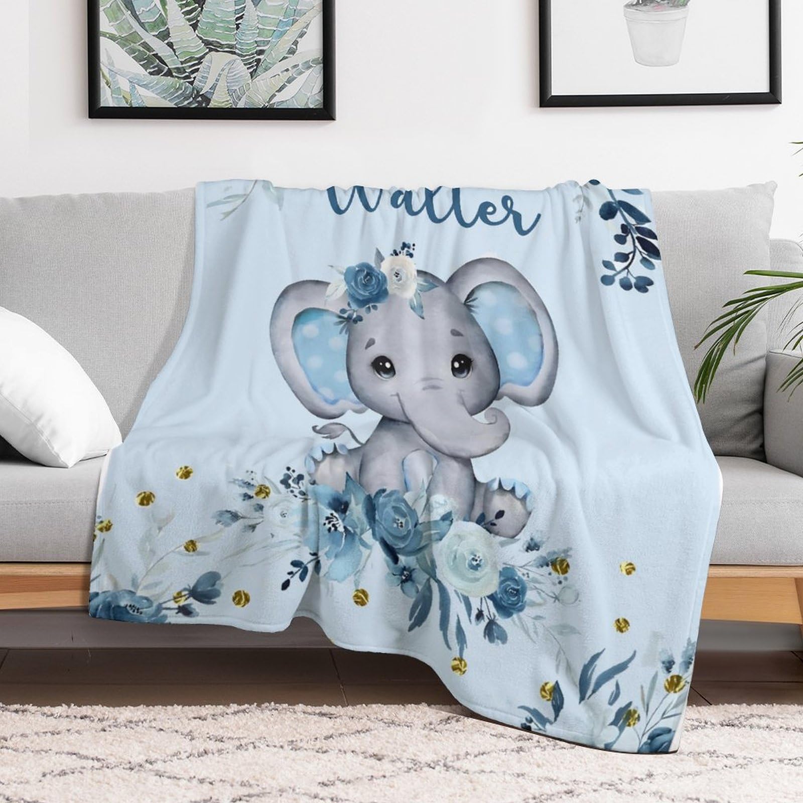 Personalized Baby Blanket - Custom Name Farm Animal Patchwork 30x40 Inch