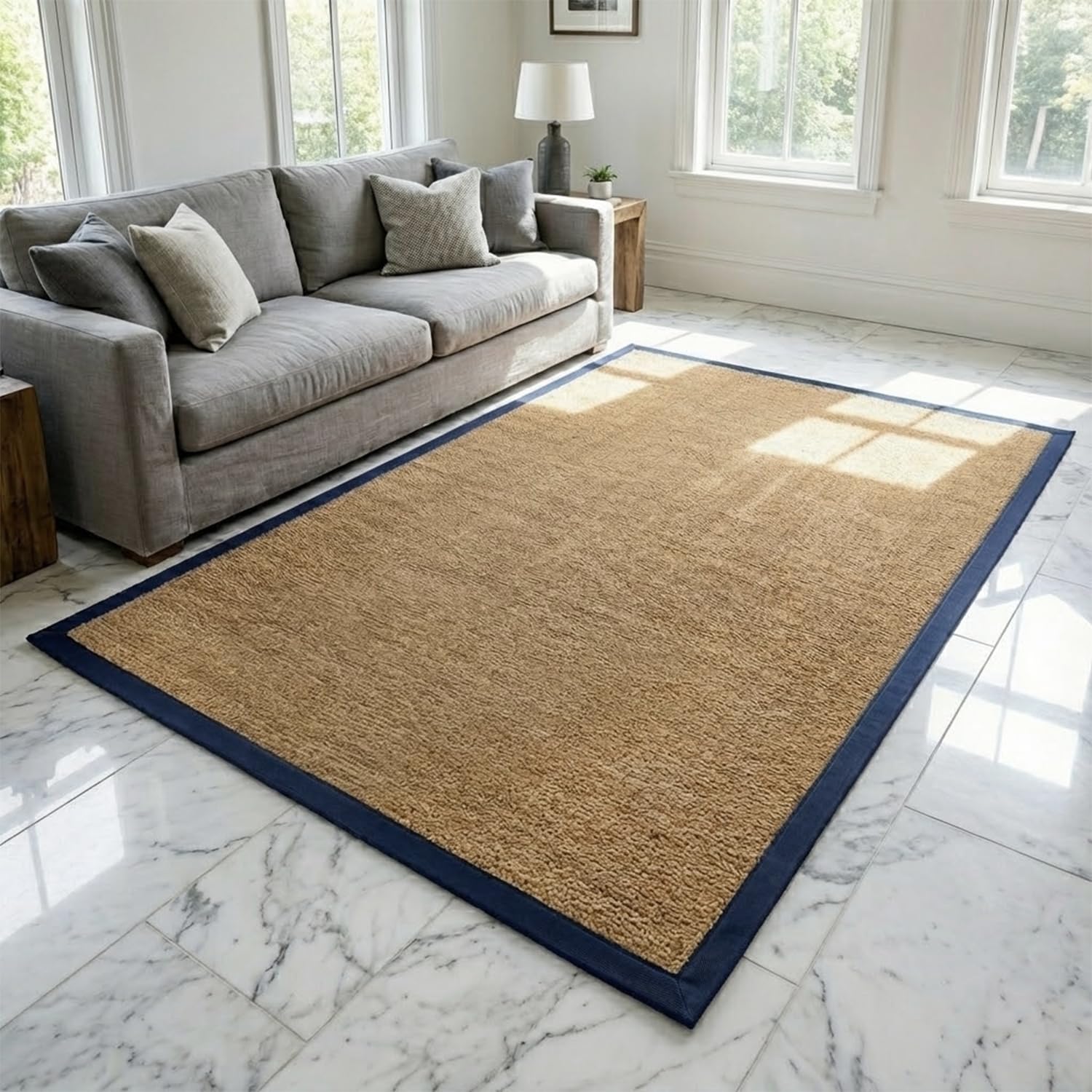 Trendy Realm Washable Rubber Rug – Outdoor & Indoor Heavy Duty Non-Slip Rug for Kitchen Garden, Inside & Outside Floor Mats, Waterproof and Dirt Trapper Entrance Rug (Beige, 120x150 cm)