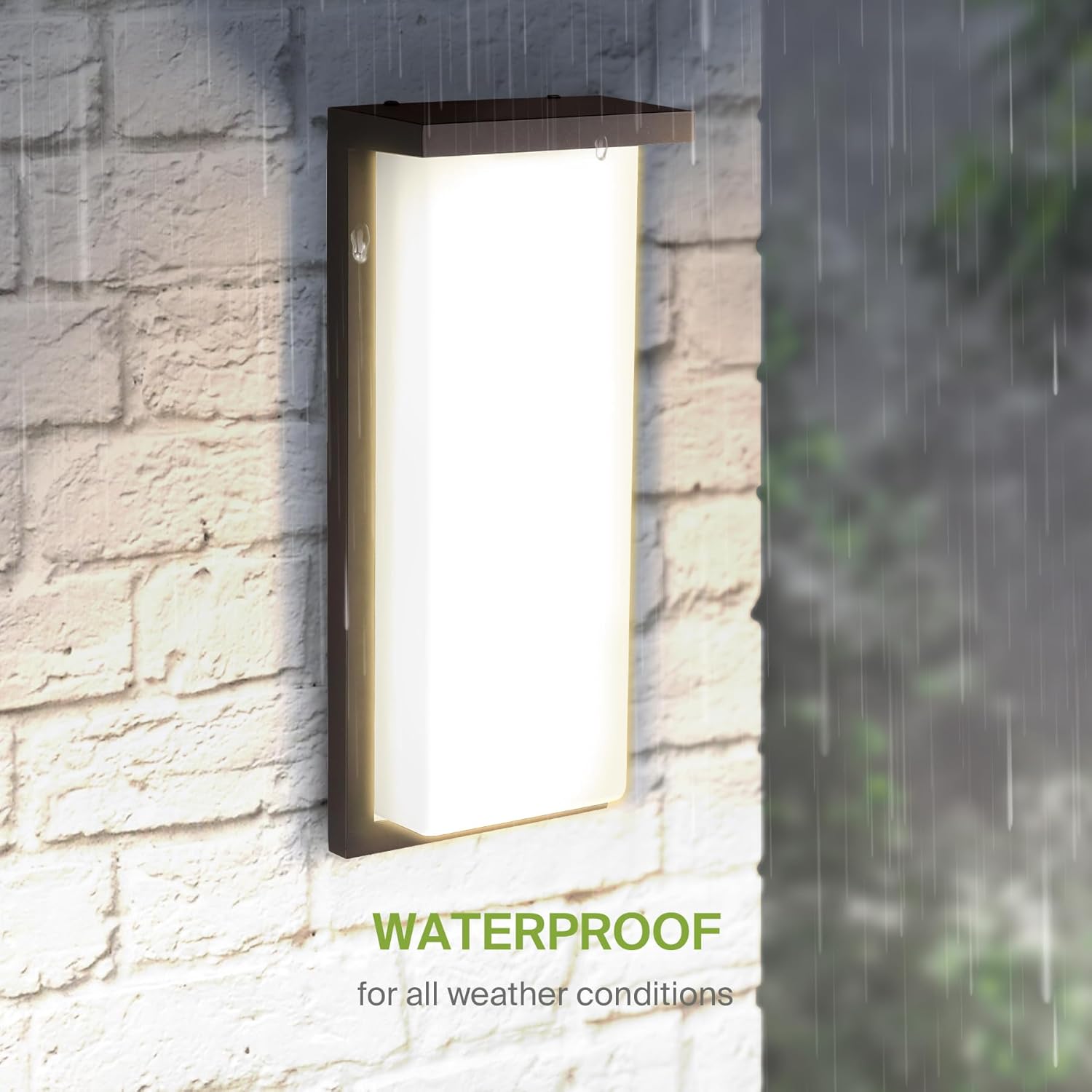 ASD LED 14" Outdoor Wall Light, Front Door House Sconce | 3CCT, Dimmable, Waterproof, ETL Listed | 20W 1900LM 3000-5000K 120V | Exterior Patio Lighting Fixture, Flush Mount Porch Lamp | Dark Bronze