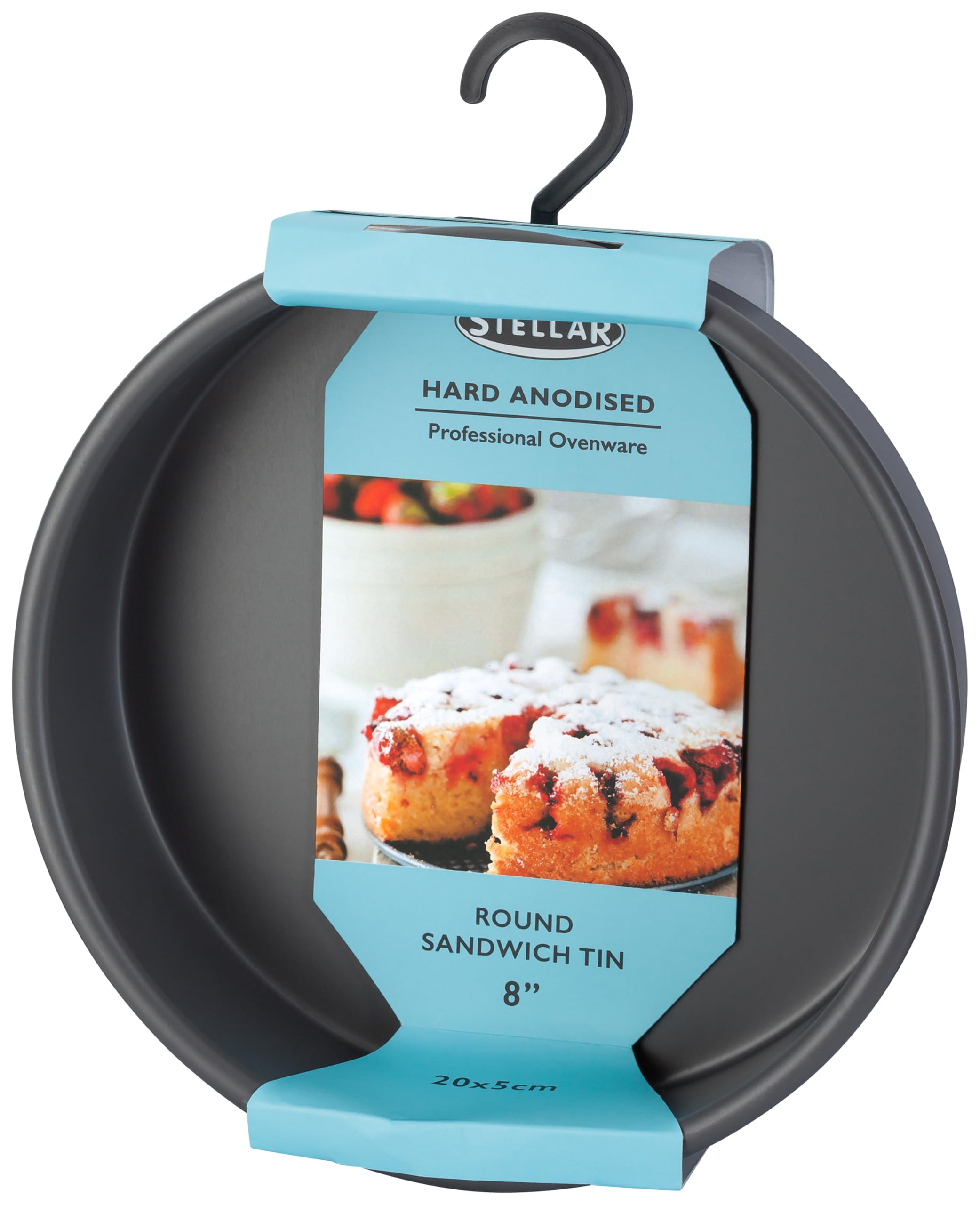 Stellar Black Expert 8" / 20Cm Round Sandwich Tin, Oven Safe To 240C, Ptfe & Profa Free