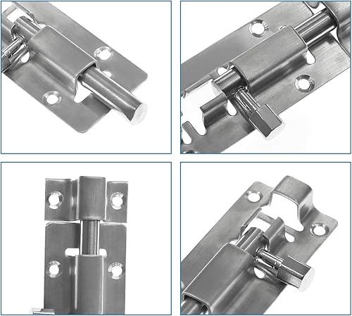 Miniatura 8 de LDEXIN 6 cerraduras de seguridad para puerta, 3 pulgadas2.953 in, acero grueso sólido resistente, perno de barril de puerta, cerradura de puerta,