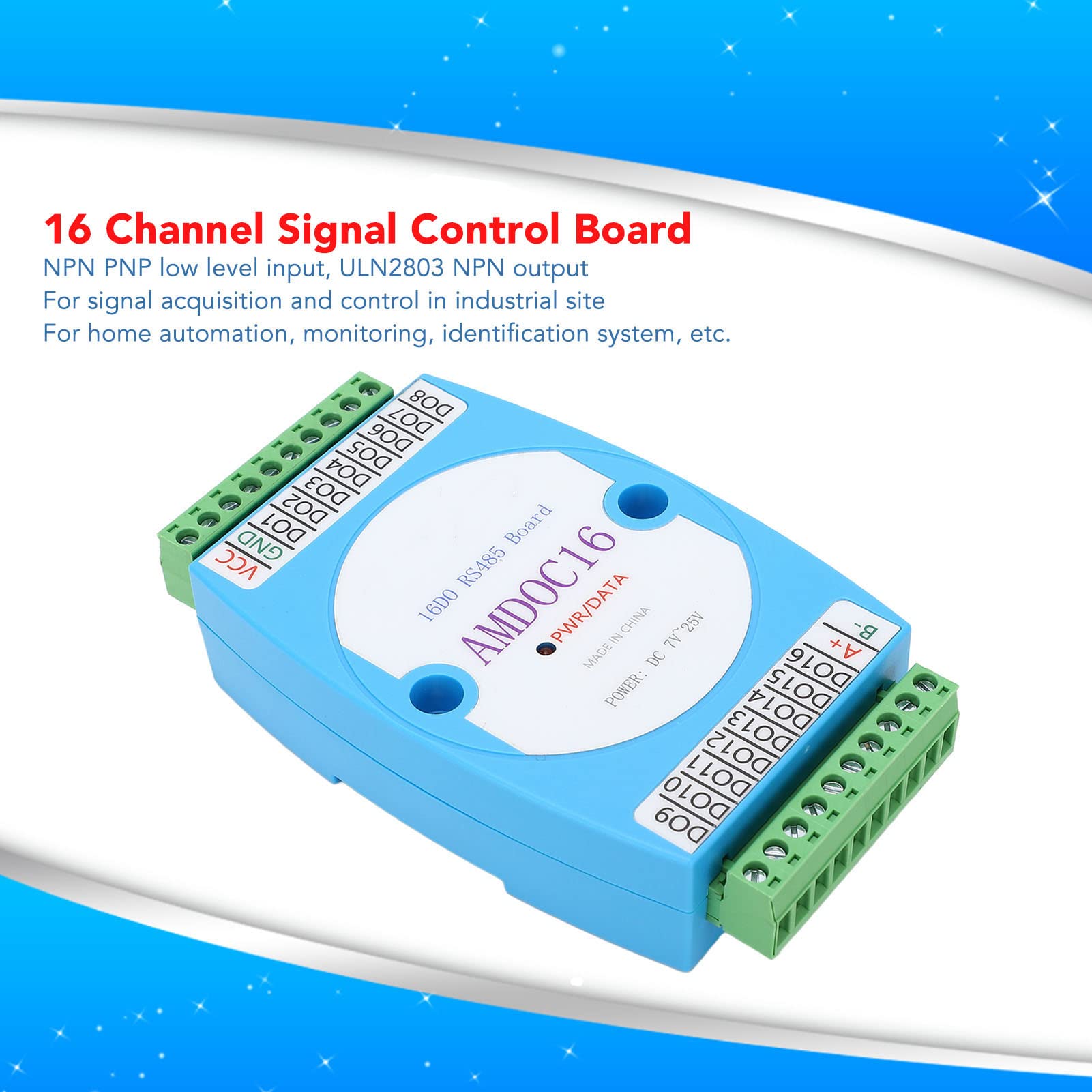 Scheda di Controllo IO a 16, Scheda di Controllo IO a 16, Modulo IO RS485 Modulo Scheda di Controllo Segnale RS485 Scheda di Controllo Uscita Digitale DC 7-25V per Espansione PLC