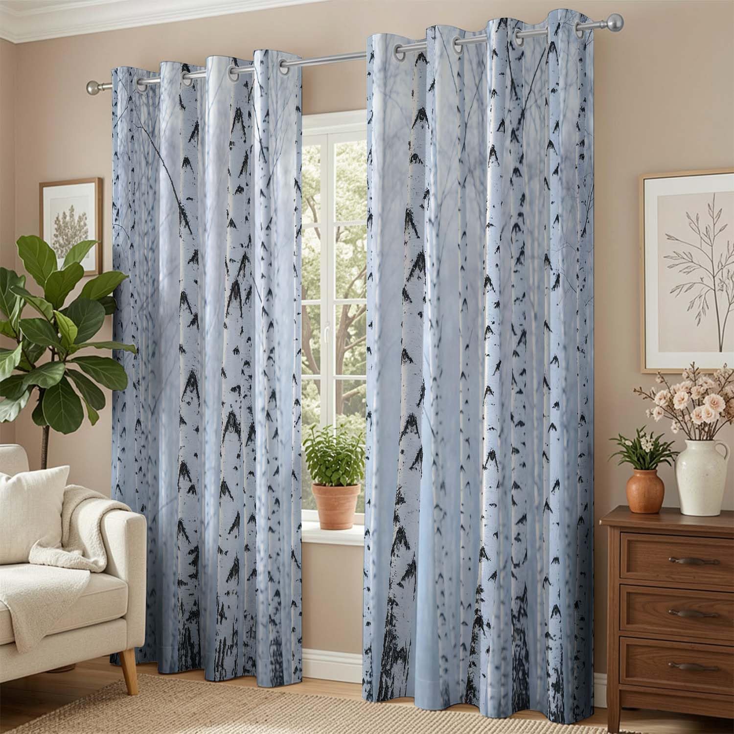 Tende Oscuranti Foresta di Betulle per Interni 2 Pannelli 140x240 cm