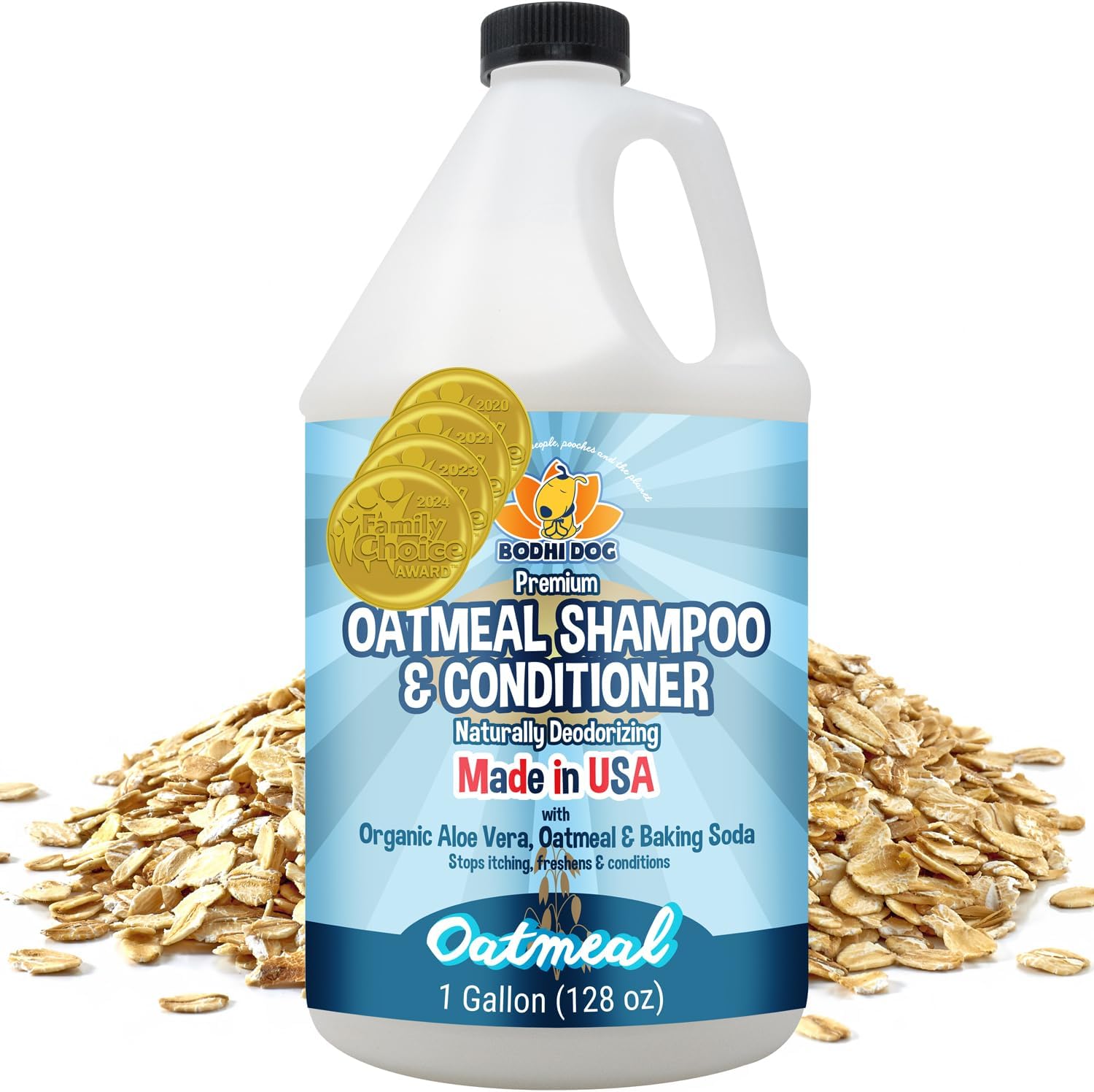 Product image of Bodhi Dog Organic Oatmeal Dog Shampoo & Conditioner - Hypoallergenic Formula - Naturally Deodorize Dogs, Cats & Pets - Moisturizes Dry, Itchy & Sensitive Skin - Made in USA (1 Gallon)