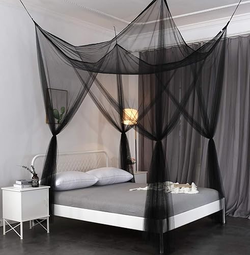 Toldo de red 4 Poster de Octorose® mosquitero funcional tamaño Queen o King, Negro