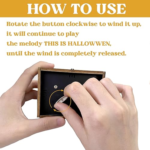 Miniatura 3 de Kcikn The Nightmare - Caja musical de manivela a mano, caja de música grabada de madera, melodía de reproducción de melodía Esto es Halloween para