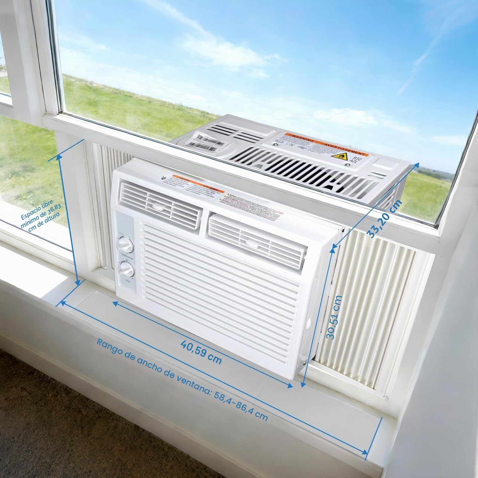 Electactic 5000 Btu aire acondicionado para ventana, unidad de ventana de CA de hasta 150 pies cuadrados, 2 velocidades de enfriamiento y ventilador, 51DB ultra silencioso, controles mecánicos, aire