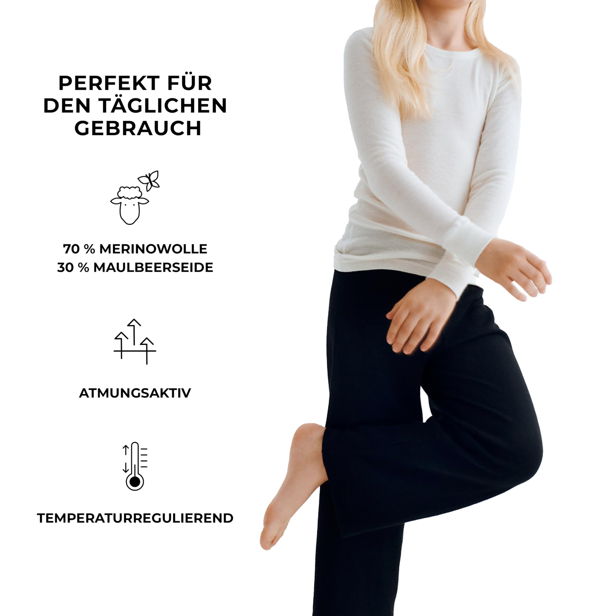 Dilling Kinder Langarmshirt aus Merinowolle/Seide