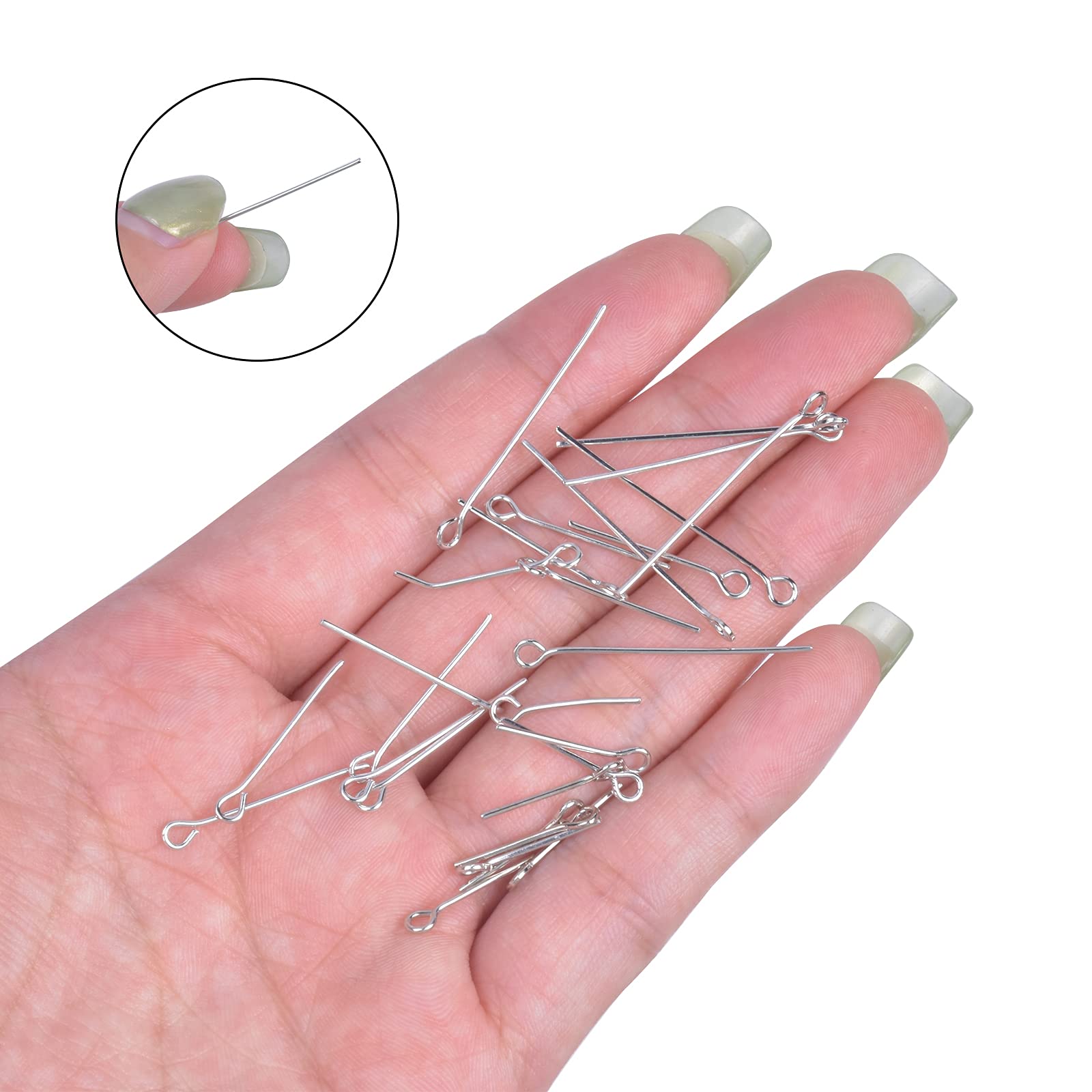 Eye Pins 200Pcs 40MM Mini Metal Wire Eyepins Beading Small Open