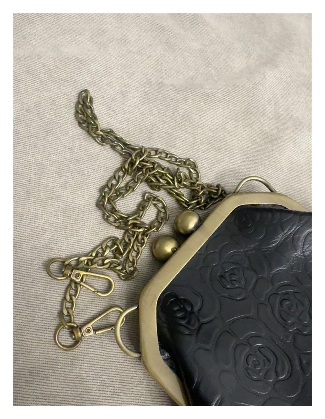 Portamonete con chiusura a bacio con perla Portafoglio con pochette in pelle fatta a mano con struttura in metallo 17x7x17 cm