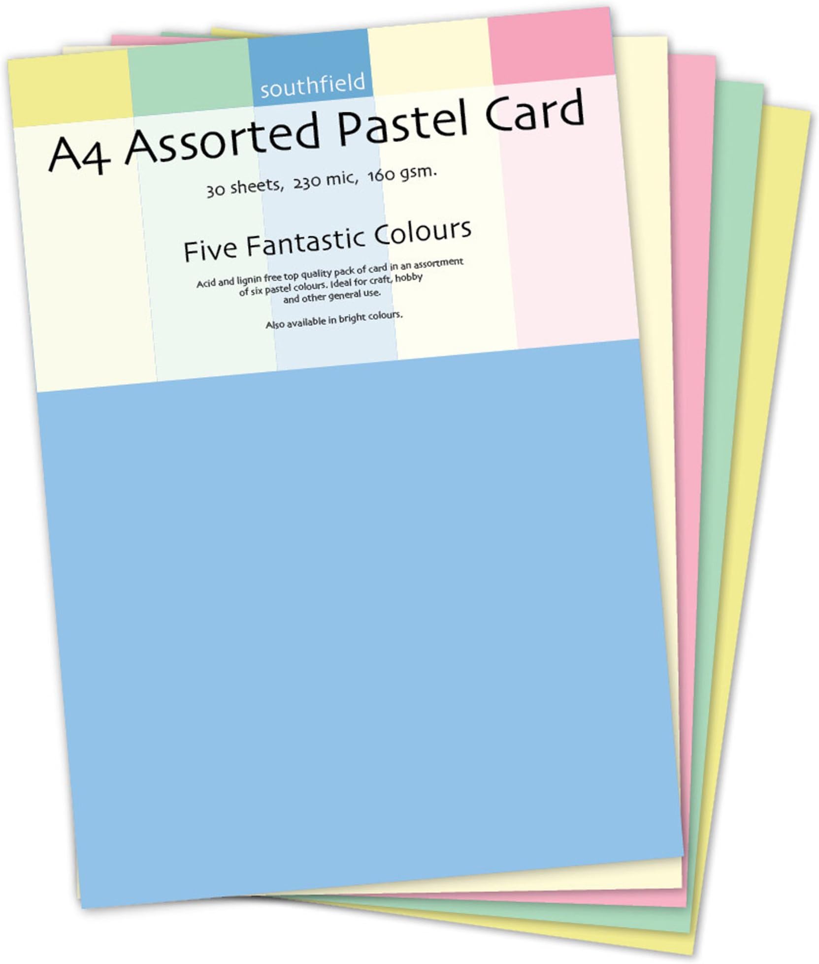 Southfield Stationers Ltd A4 Card Pastel - Assorted Colours (30 Sheets)