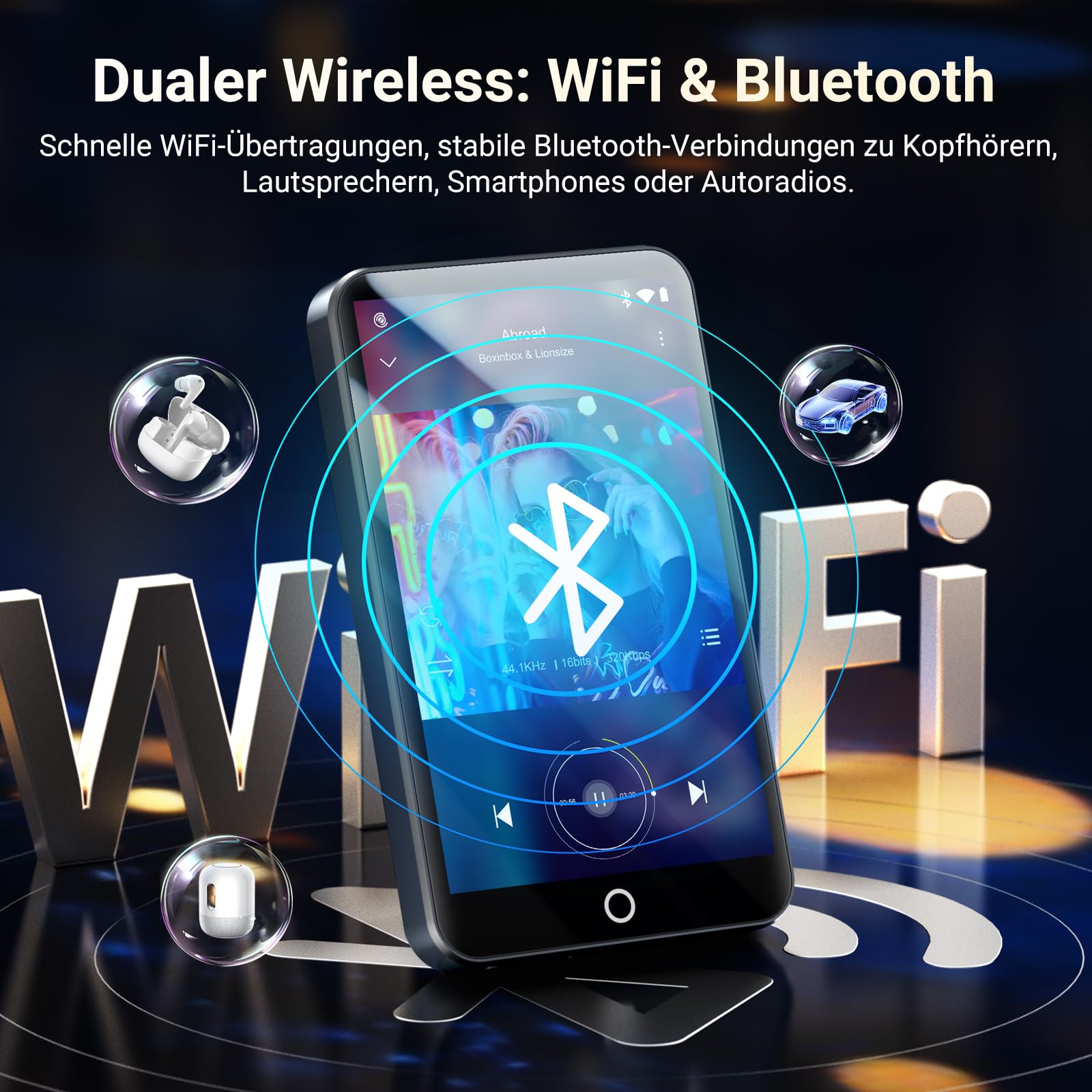 MECHEN 32GB MP3 Player Spotify mit WiFi Bluetooth, 4 Zoll Touchscreen, Android 13 MP4 Player, Audible Compatible, FM Radio, Amazon Music, Deezer, Pandora, Play Store (H10 Lite)