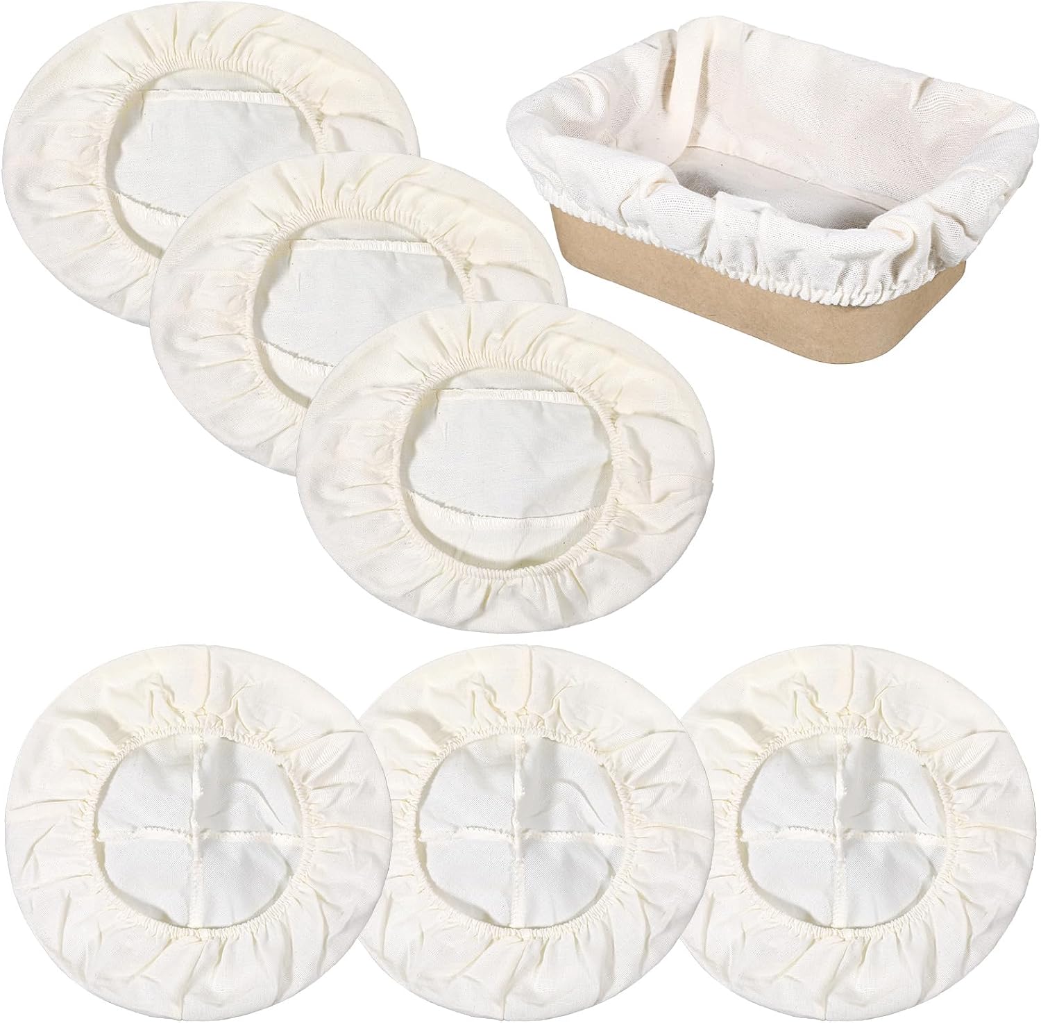 6 Pcs Banneton Liners, Banneton Covers 10 inch Bread Proofing Basket Liner, Reusable Natural Rattan Liners Cloth Sourdough Cover for Bakery Home Baking, 3 Round & 3 Oval Sourdough Proofing Covers