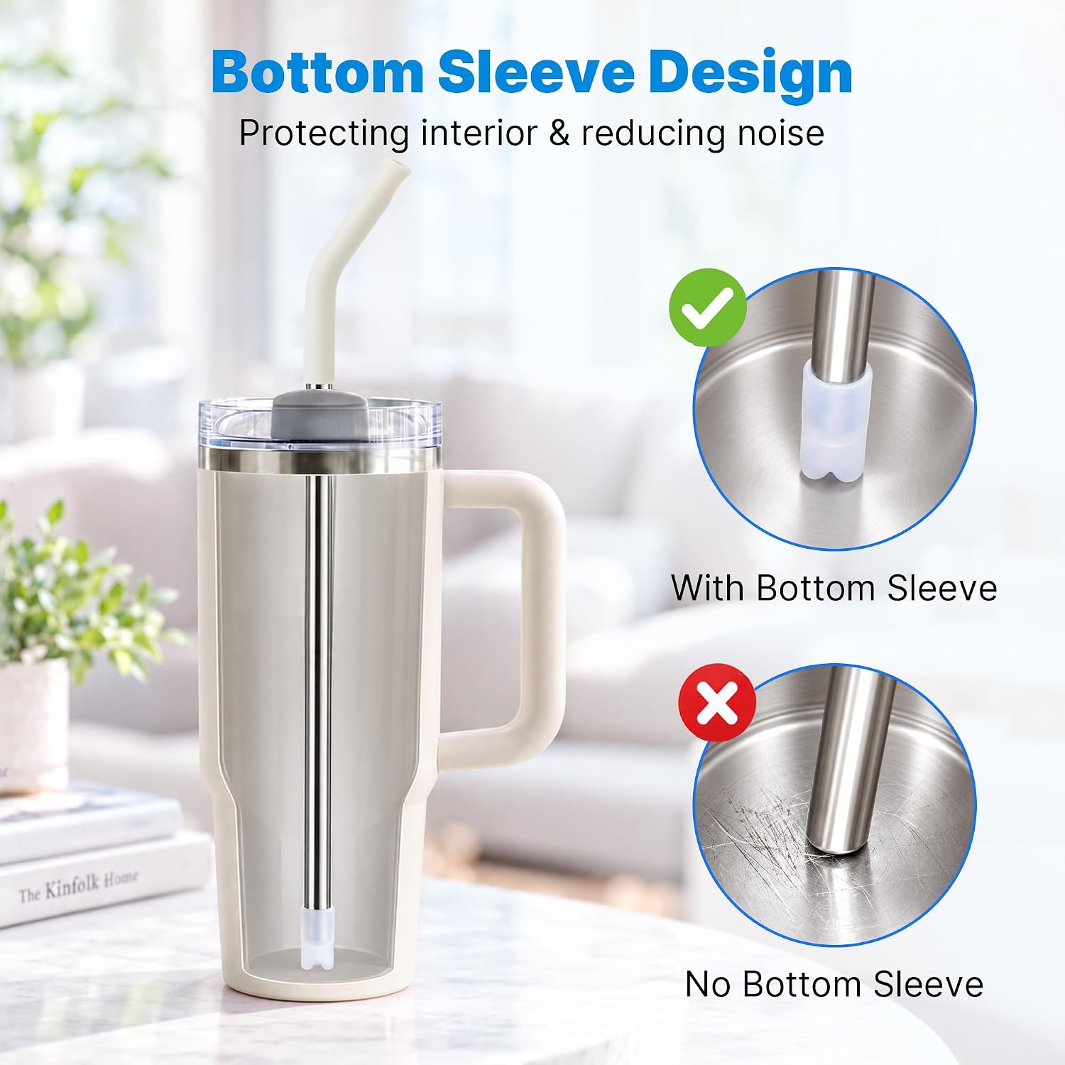 Replacement Metal Straws with Silicone Tip for 40oz Stanley Cup