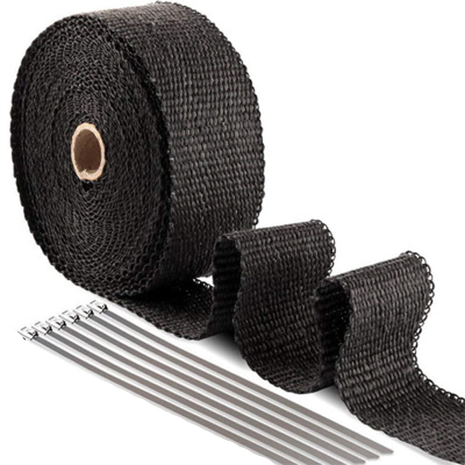 Bende Termiche Moto 1 Pcs 2.5cm5/10/15/20M Auto Moto di Scarico Nastro Termico Calore Wrap Tubo Scudi Collettore Isolamento dell'intestazione(2.5cm20m Titanium)