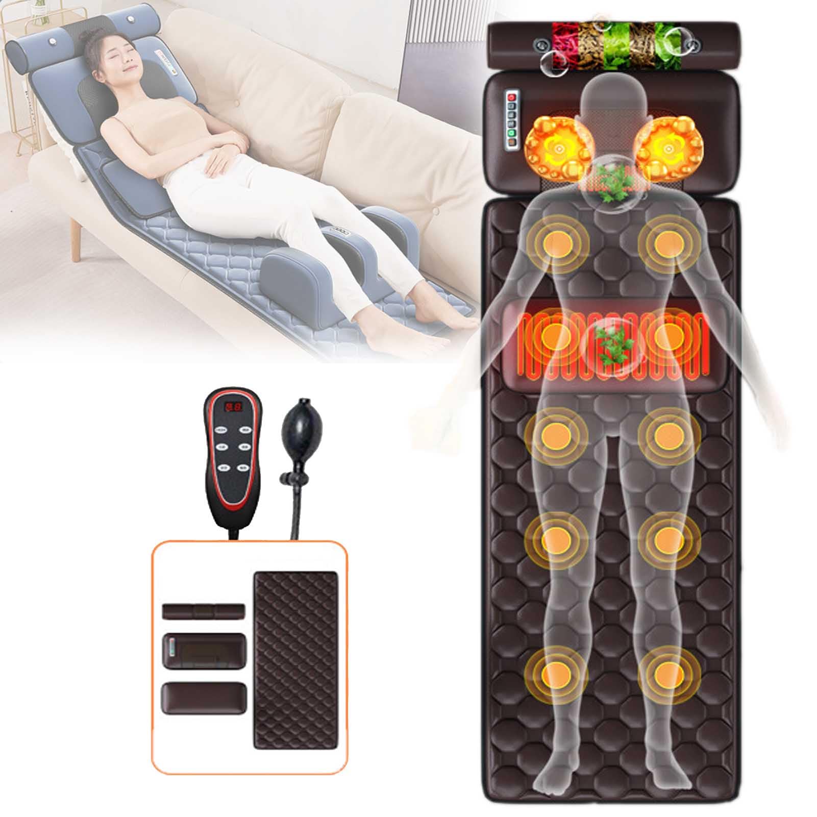 YJYJY Memory Foam Vibrating Massage Mattress Pad for Back Lumbar Leg Muscle Relaxation Full Body Massage Mat with Heat 10 Vibrating Nodes Foldable
