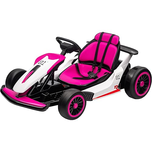 Garvee Go Kart, Electric Drift Kart Car with Adjustable Seat, 24V 7Ah Outdoor Ride On Toy, 2 * 200W Motor, 8.1 MPH, LED Lights, Toy Race Car for Kids 6-12 Years Old