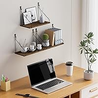 Vista 6 de Eleva tu espacio con estantes flotantes de madera rústica, juego de 3 - Perfecto para decoración de dormitorio, sala de estar, baño y cocina