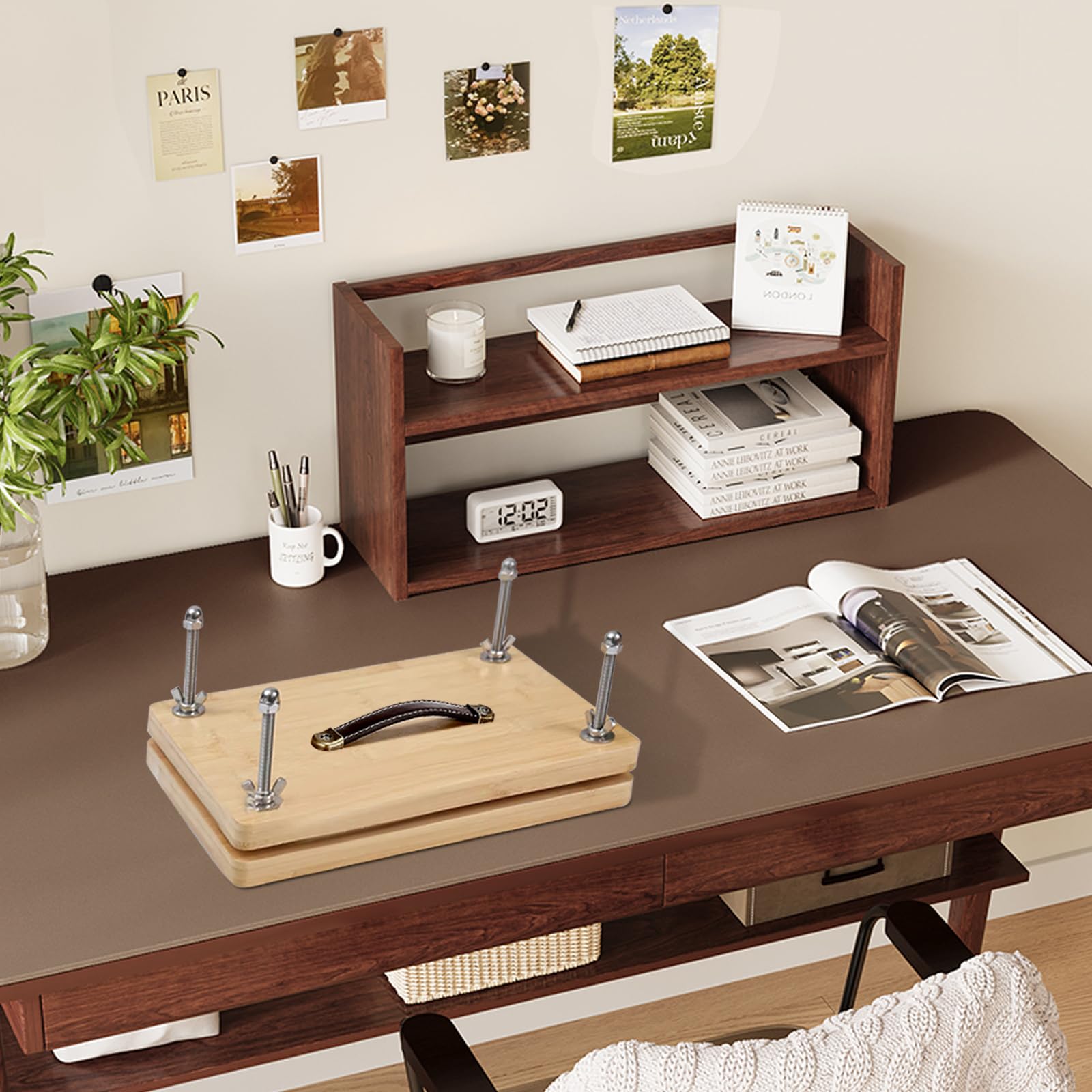 LIROPAU Buchpresse aus Holz, 30x20cm Tragbares Buchpresswerkzeug mit Griff, Holz-Buchbindepresse für Zuhause, Schule, DIY-Buchbinden Im Büro