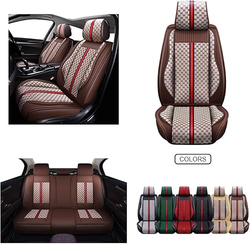 Fundas OASIS AUTO de cuero y tela cubierta acojinada de cuero sintético para autos SUV y camionetas ajuste universal accesorios para interior de