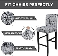 Vista 3 de SearchI Juego de 2 fundas para taburetes de bar, elásticas y lavables, fundas de asientos de taburetes, fundas para sillas de altura de mostrador