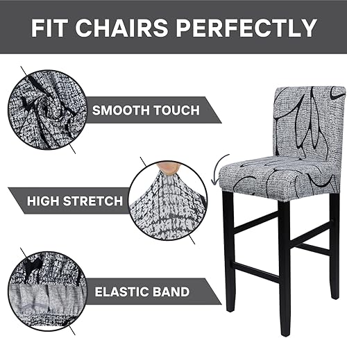 Miniatura 3 de SearchI Juego de 2 fundas para taburetes de bar, elásticas y lavables, fundas de asientos de taburetes, fundas para sillas de altura de mostrador
