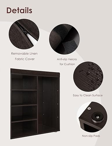 Miniatura 181 de DINZI LVJ Banco organizador de zapatos con cojín, zapatero de 9 cubos y estantes ajustables, multifuncional, para salas de estar, dormitorio, Gris