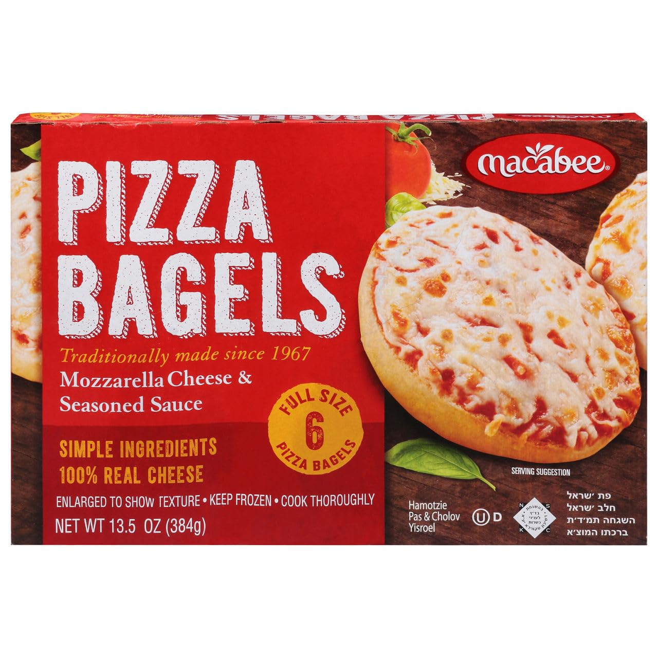 Macabee, Mozzarella Cheese And Seasoned Sauce Pizza Bagels, 12 Ounce