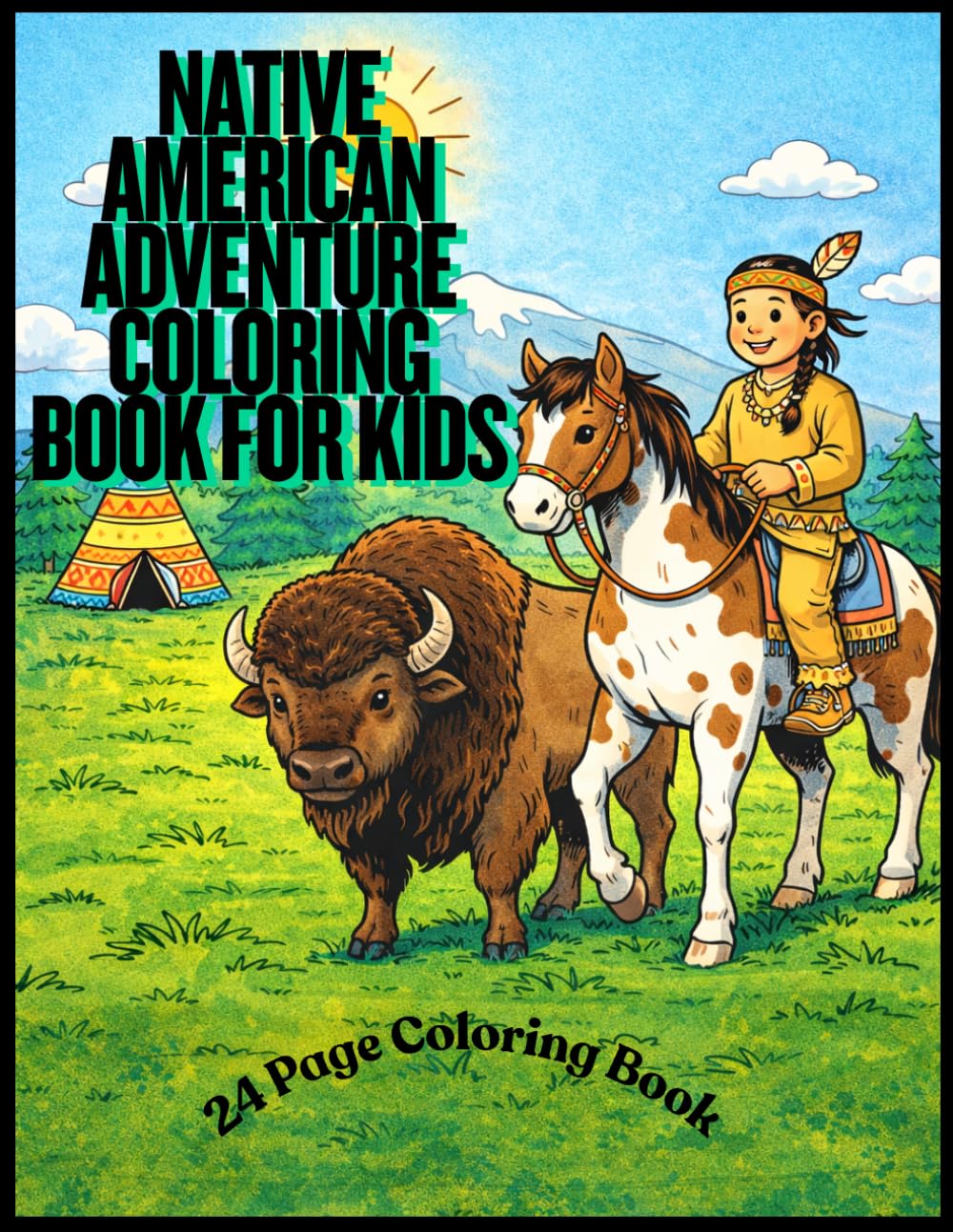 Native American Adventure Coloring Book for Kids: Native American kids coloring book
