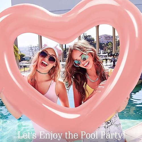 Miniatura 5 de HeySplash Heart Pool Float, Heart Shaped Summer Swimming Pool Float Loungers Tube Ring Floatie, Water Fun Beach Party Toys for Kids Adults