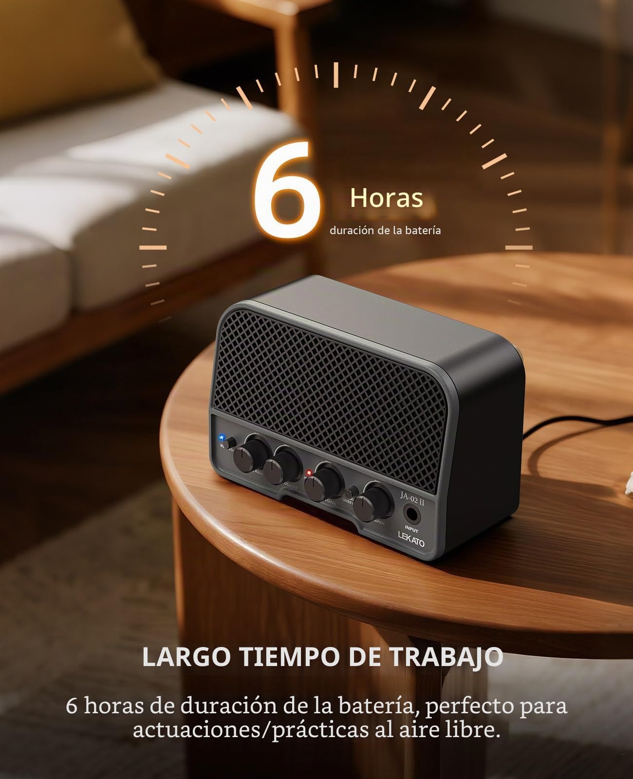 LEKATO Mini Amplificador de Guitarra, Amplificador Recargable inalámbrico de 5 W con Efectos Clean/OVERDRIVER, Amplificador portátil Bluetooth 5.0 Ideal para Practicar/auditar en casa (Negro)