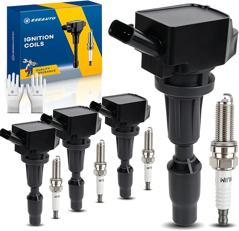 Kit de bobina de ignição UF764 E EZEXPREZE com velas de ignição de irídio para Hyundai, Genesis e Kia – 4 unidades