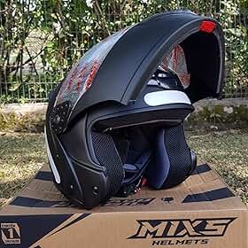 Capacete Moto Mixs Gladiator Preto fosco Articulado Escamoteável Robocop Motociclista