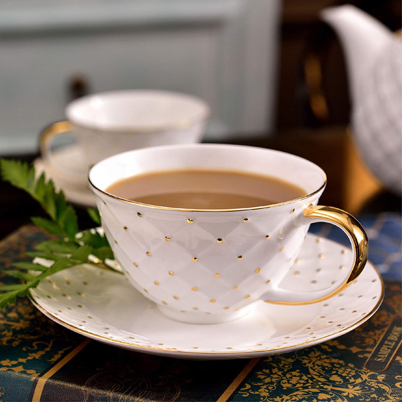 Kubek Filiżanki do espresso z porcelany kostnej - 6,1 uncji Filiżanki i spodki Demitasse Porcelanowe filiżanki do cappuccino Kubki do kawy (białe)