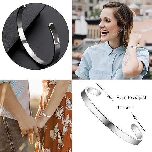 Miniatura 5 de Pulsera inspiradora con texto en inglés "Keep Going", con texto en inglés "Keep Going", de acero inoxidable, grabado para mejor amiga, hermana,