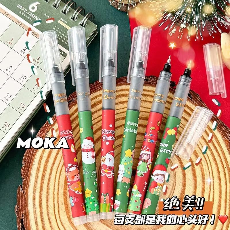 Image of Amitasha Black Pen, 0.5mm Rollerball Pens Fine Point Black Roller Ball Liquid Ink Pen Christmas Gift for Students Writing Note Taking Educational Gifts