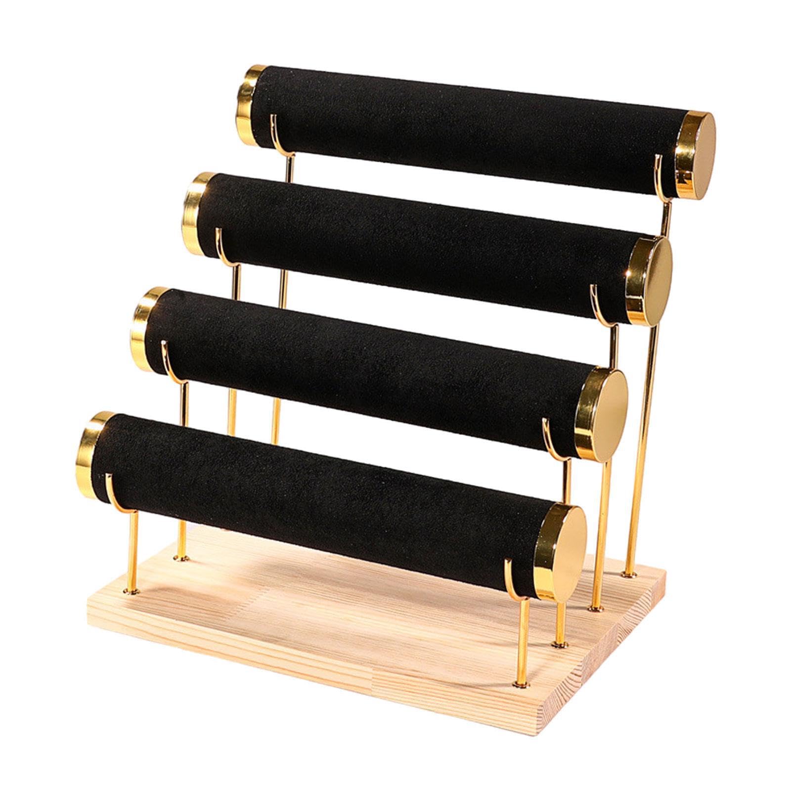TWISAXC Stylish Bracelet Holder 4 Tier Velvet Organizer Guaranteed To Display Jewelry Beautifully In Any Setting Bracelet Displays For Selling Organizer, black, 29x22x30.5cm