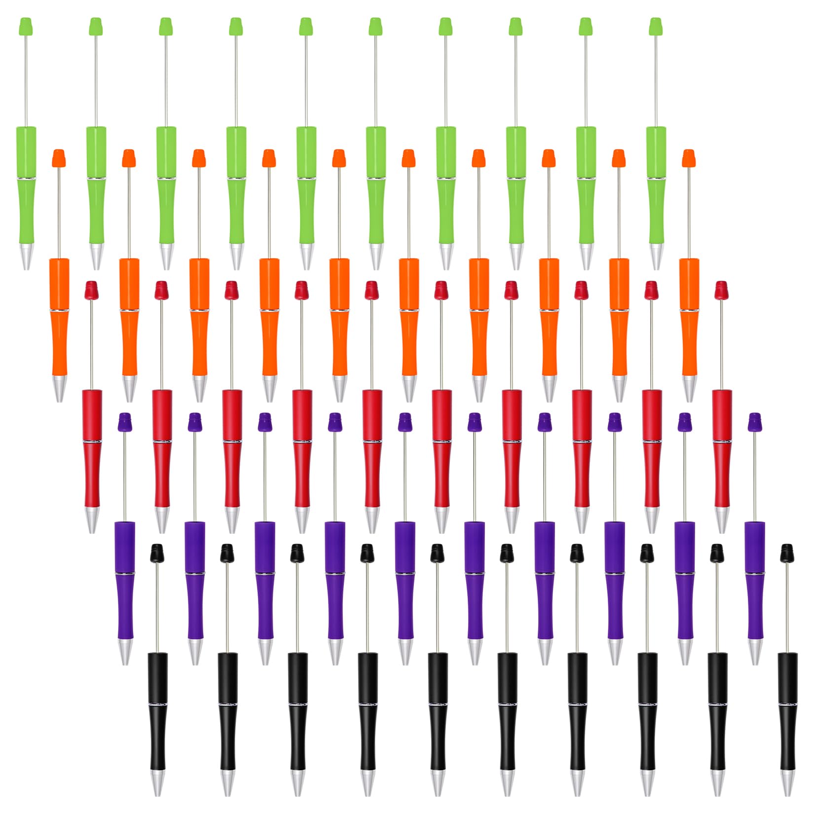 jiebor 50Pcs Halloween Beadable Pens Plastic Bead Black Ink Ballpoint DIY Cute Cool Pens for Halloween Journaling Bridal Graduation Gift Office