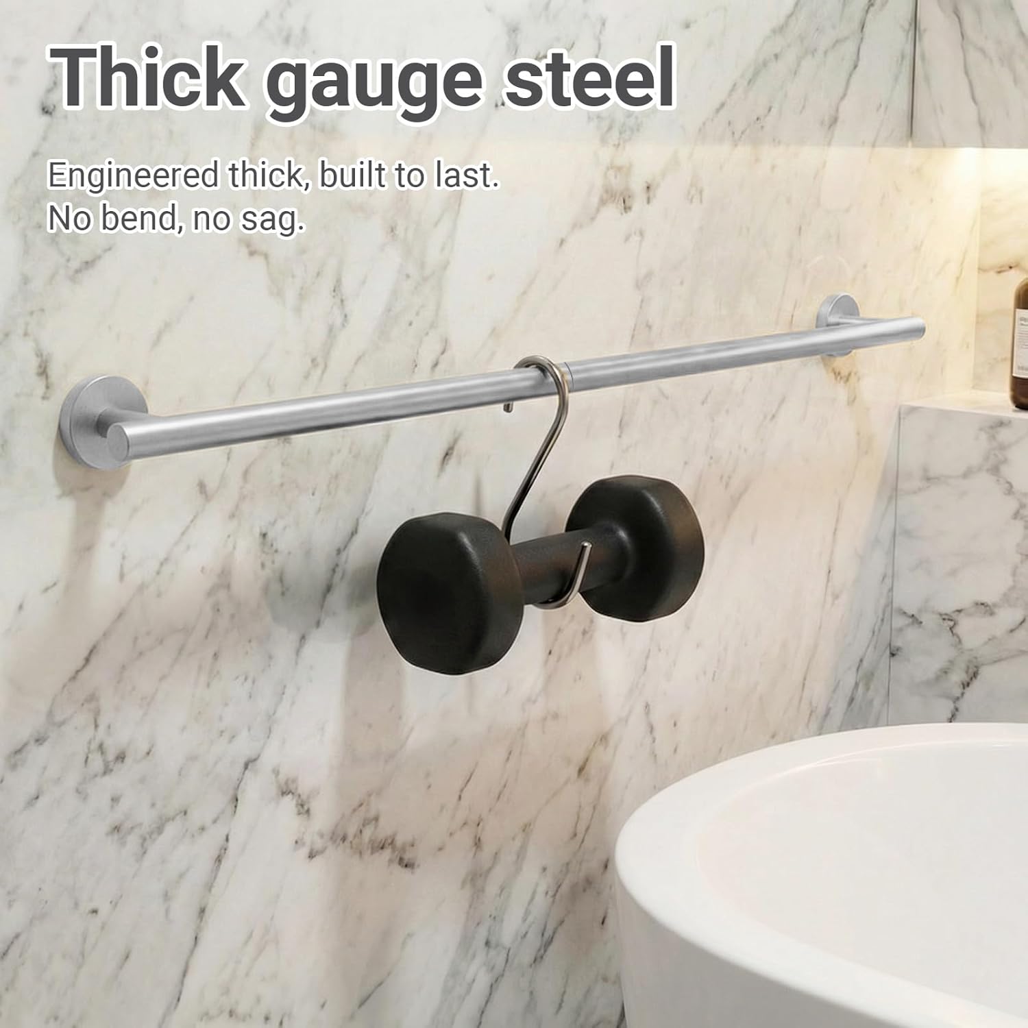 24 Inch Usable Towel Bar, 5-Piece Brushed Nickel Bathroom Accessories, SUS304 Stainless Steel Towel Ring Holder, Toilet Paper Holder with 2 Hooks, Wall Mounted Modern Bathroom Hardware Set