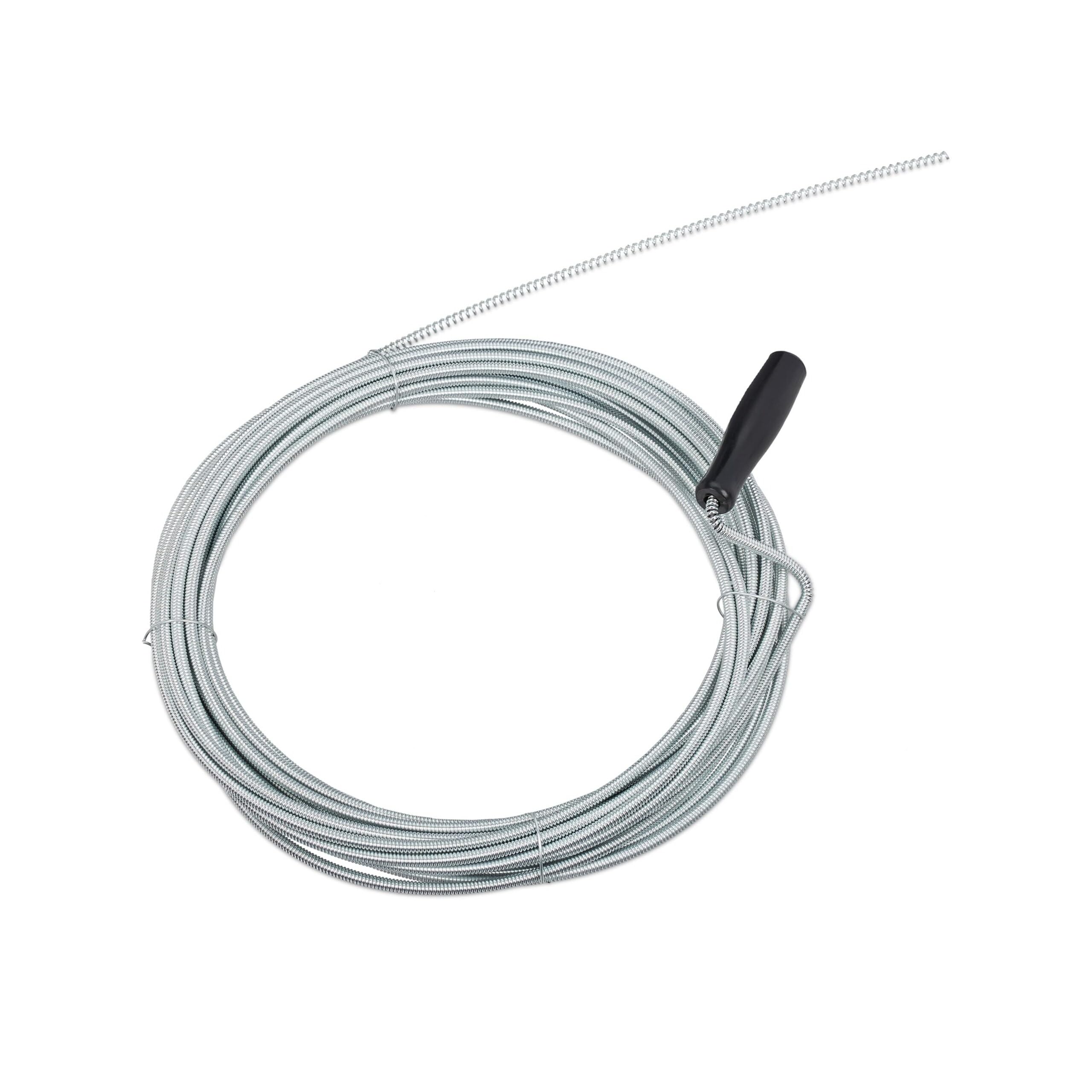 Relaxdays Desatascador Tuberías y Desagües 10 m, Cable, Muelle, Ducha, WC, Alambre, Hierro y Plástico, Ø 5 mm, Plateado