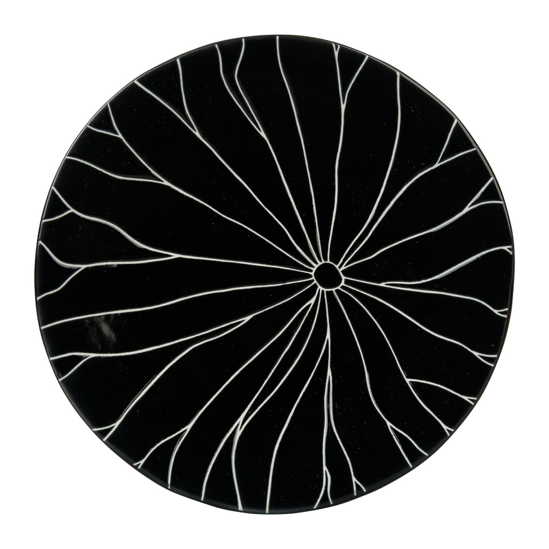 GENEVIEVE LETHU 539091 Black Stoneware Dessert Plate Diameter 20 cm - Dahlia Collection Black - Lotus Decor