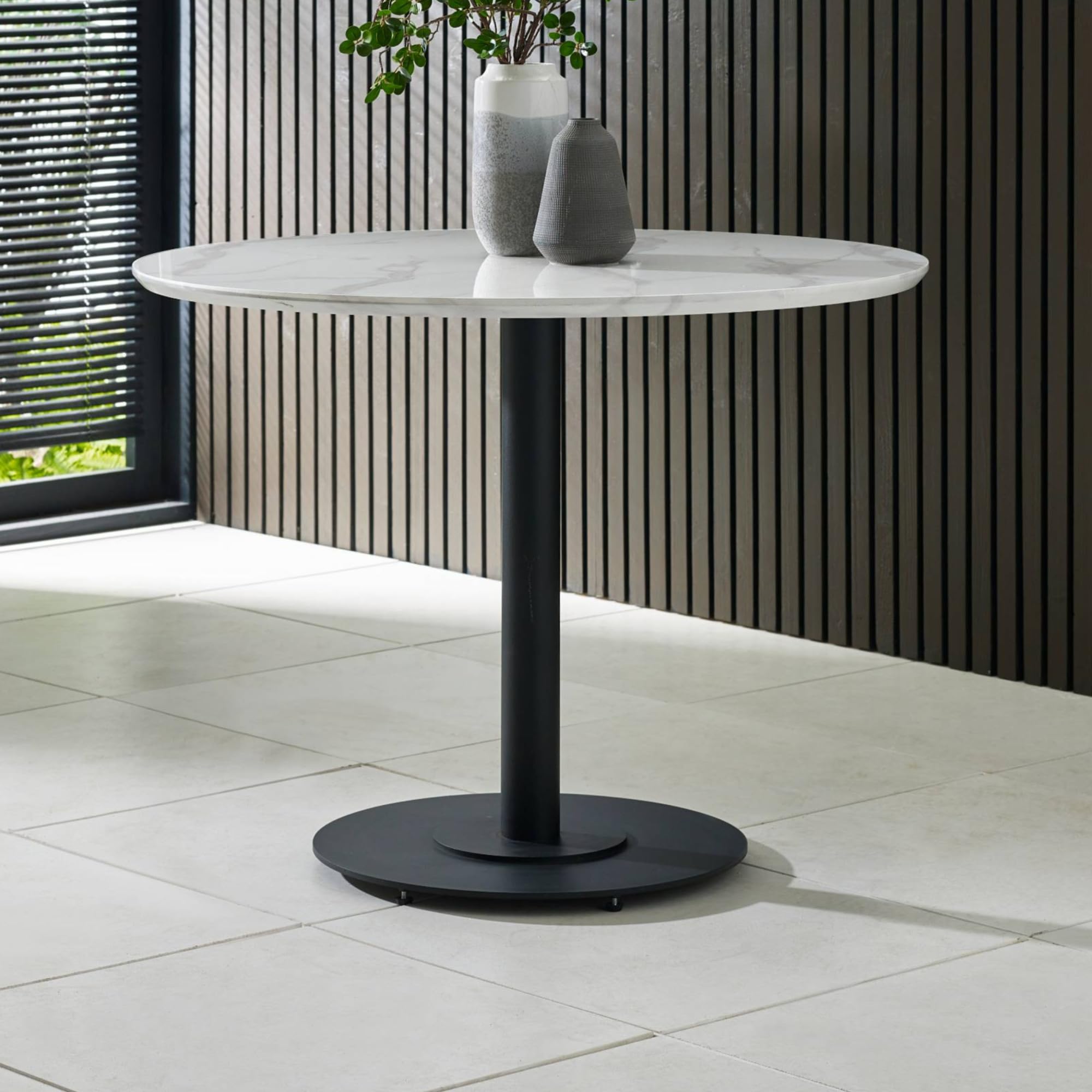 Julian Bowen Luca 4 Seater Round Dining Table White Marble-Effect