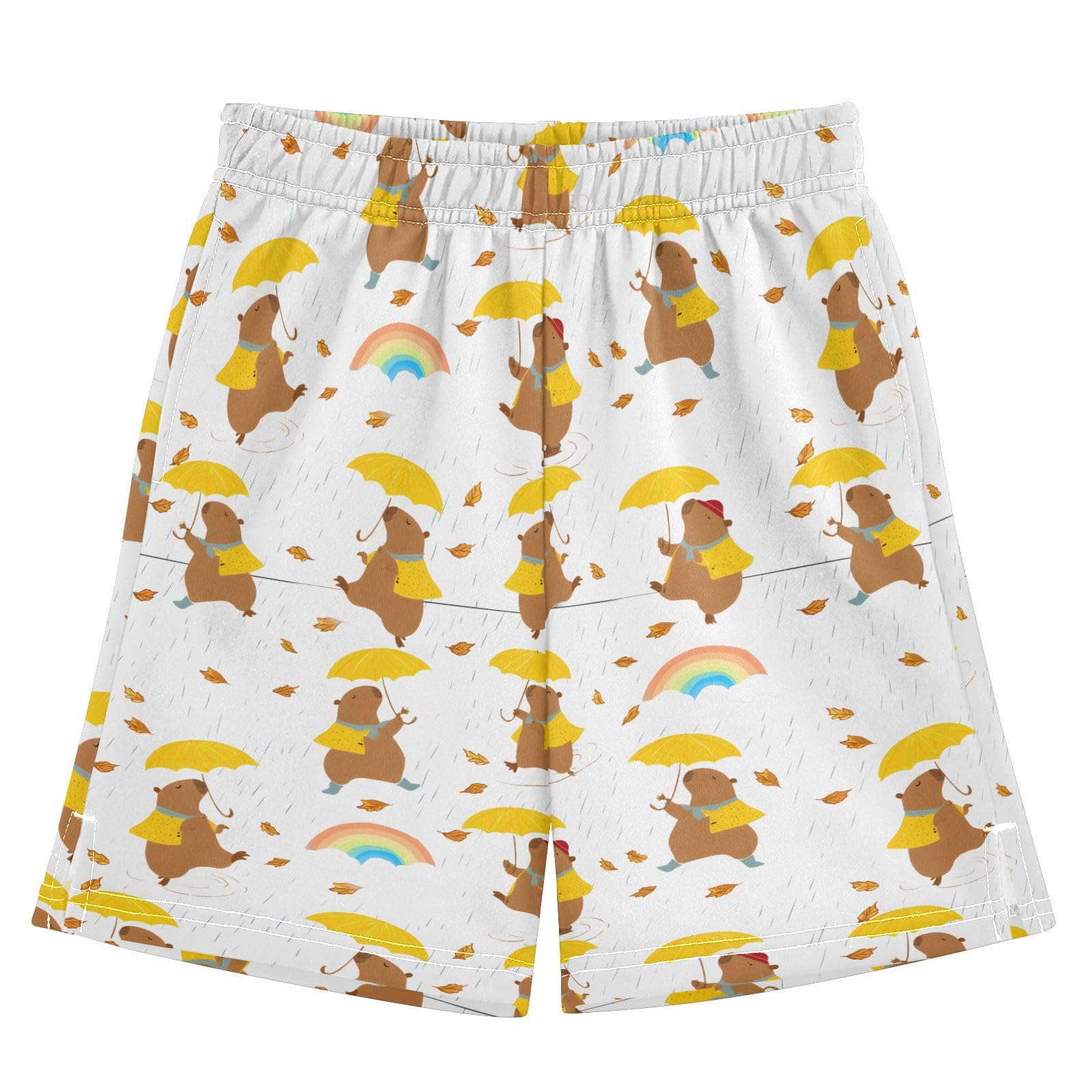 panksolu Cute Capybara with Umbrella Boys Shorts Casual Athletic Short Summer Track Shorts 14-15 Y Multicolor