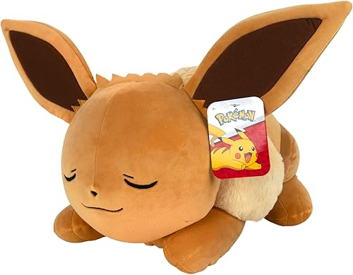 Pokemon 18 Plush Sleeping Eevee - Pokémon tierno - Imprescindible para los fanáticos de Pokémon - Peluche para viajar, paseos en coche, siesta y disponible en Yaxa Colombia