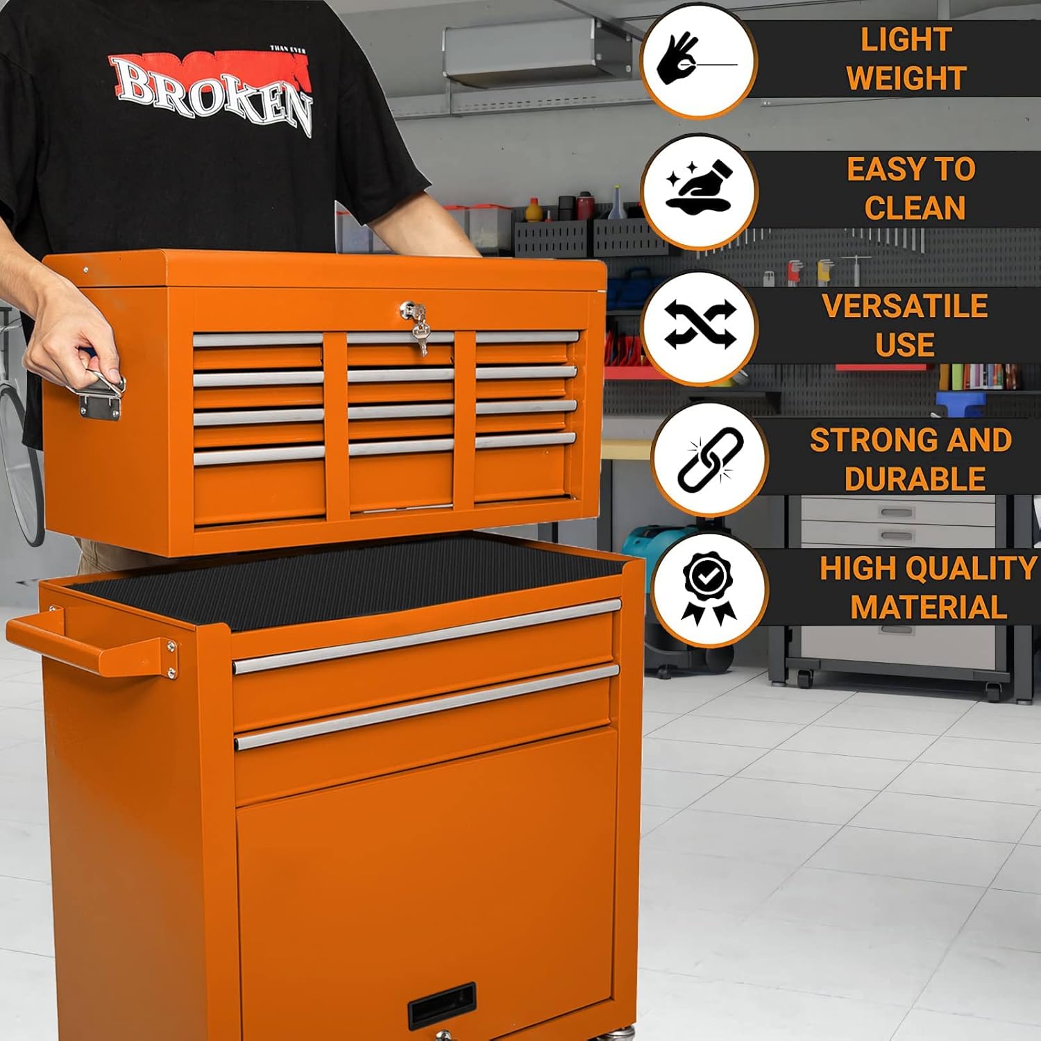 Buy 8 Drawers Large Rolling Tool Chest with Wheels 2 in 1 Detachable